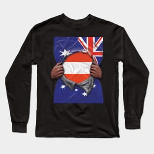 Austria Flag Australian Flag Ripped - Gift for Austrian From Austria Long Sleeve T-Shirt